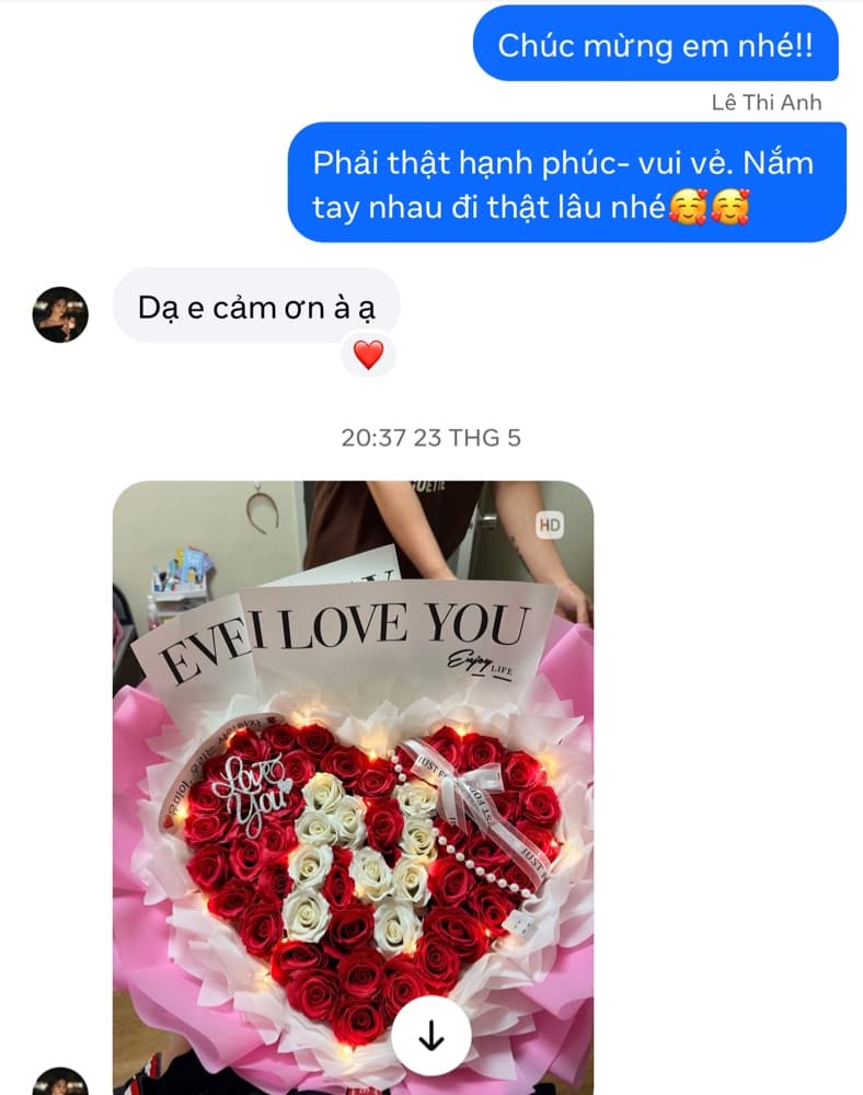 Tin nhắn báo tin vui, tên đã che
